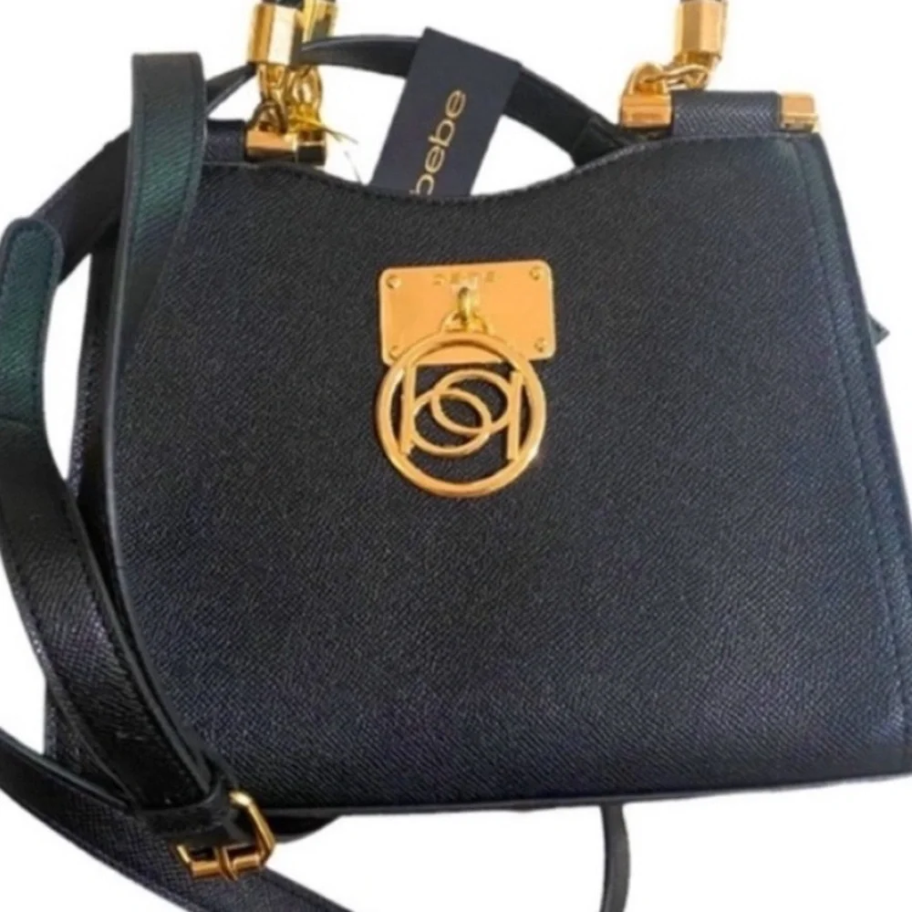 bebe Kate Mini Shopper Convertible Crossbody Handbag removable strap black NWT